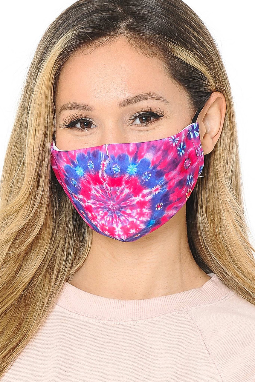 Fuchsia Tie Dye Graphic Print Fashion Face Mask | Medical